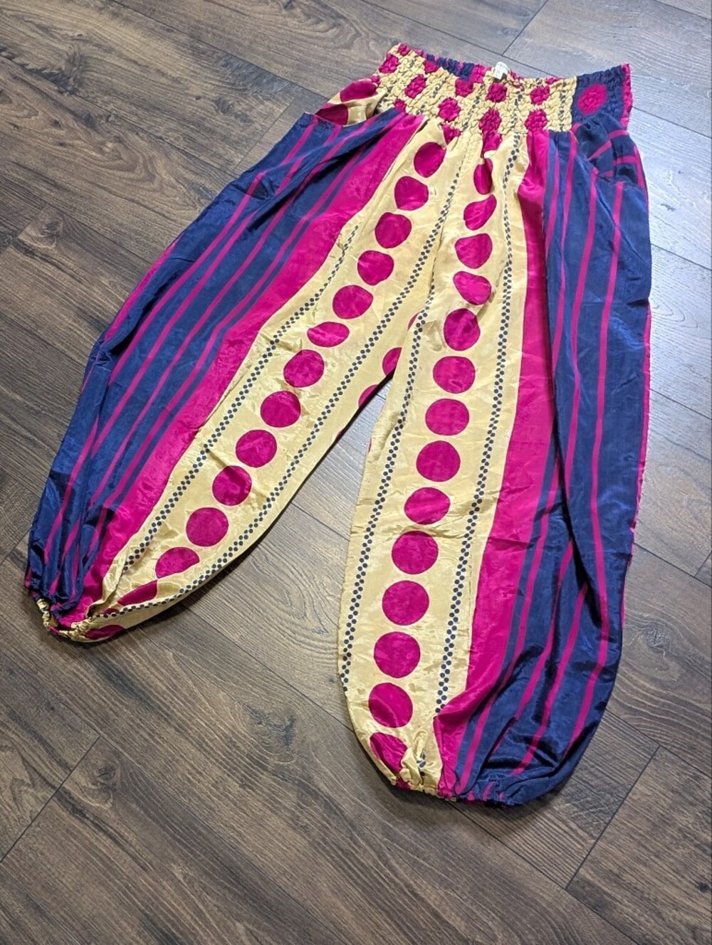 EARTHBOUND Pink, Yellow & Navy Patterned Harem Pants